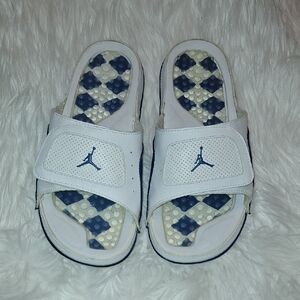 Jordan White and Navy Men's Slide Sandals